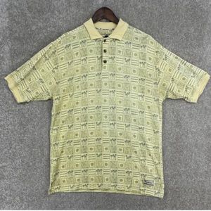 Tommy Bahama Shirt Mens Big&Tall (Small) Yellow Palm Tree Tropical Floral Polo